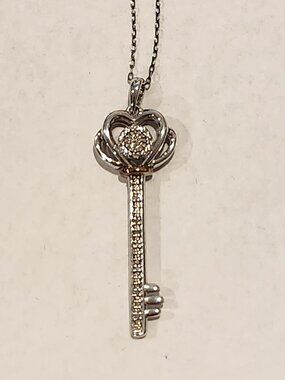 10K Gold & 925 Silver Key Necklace